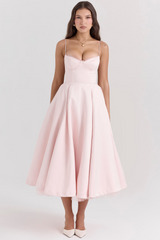 Luce - Satin Tulle Midi Dress