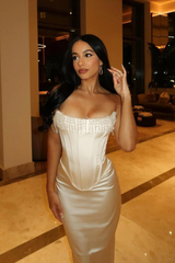 Zahra - Stunning Satin Midi Dress