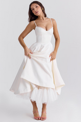 Luce - Satin Tulle Midi Dress
