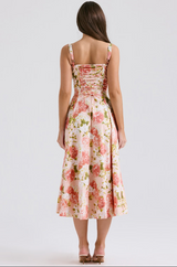 AURORA - LACE-UP CORSET MIDI DRESS