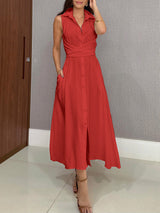 Romaine - Elegant Midi Dress with Belly Coverage