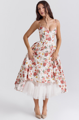 Luce - Satin Tulle Midi Dress