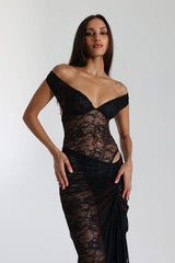 Selune ™ | Off-the-shoulder sheer lace maxi dress
