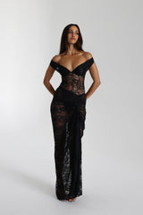 Selune ™ | Off-the-shoulder sheer lace maxi dress