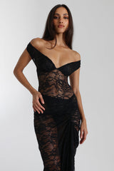 Selune ™ | Off-the-shoulder sheer lace maxi dress