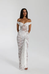 Selune ™ | Off-the-shoulder sheer lace maxi dress