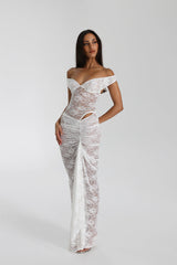 Selune ™ | Off-the-shoulder sheer lace maxi dress