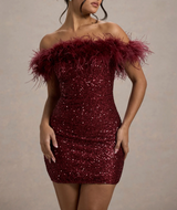 Velyndra™ | Off-the-shoulder mini dress with shimmering fur