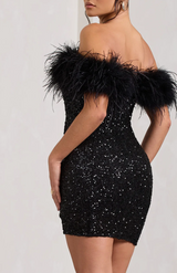 Velyndra™ | Off-the-shoulder mini dress with shimmering fur