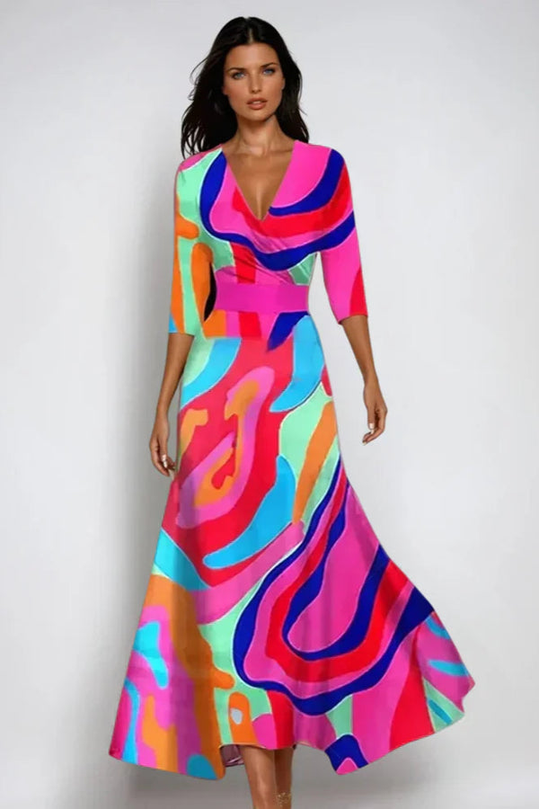 Elisa - Elegant Wrap Maxi Jurk met Bloemen