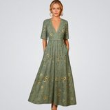Elisa - Elegant Wrap Maxi Jurk met Bloemen