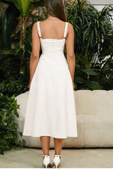 Vana - Corset Lace-up White Midi Dress