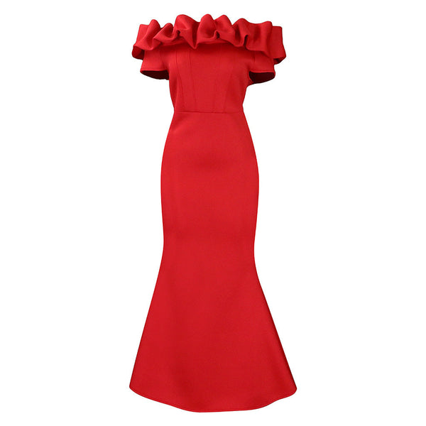 Adaya - Bardot Jurk met Ruches