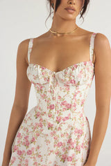 AURORA - LACE-UP CORSET MIDI DRESS