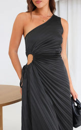 Sylviana - One Shoulder Pleated Midi Dress