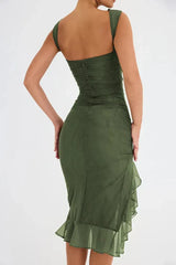 Lorienne ™ | Boat-neck ruffle sheath dress