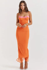 Cherley - Orange Lace Maxi Dress