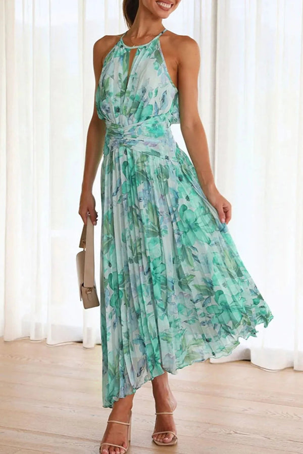Alesa | Boho Halterjurk Luchtige Zomerjurk met Bloemenprint