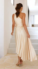 Sylviana - One Shoulder Pleated Midi Dress