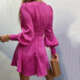 Zalira – V-neck dress with puff sleeves