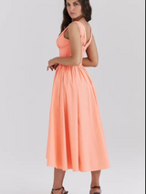Ariana - V Neck Corset Flare Midi Dress