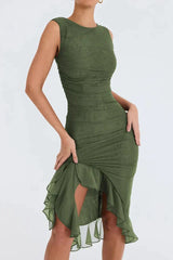 Lorienne ™ | Boat-neck ruffle sheath dress