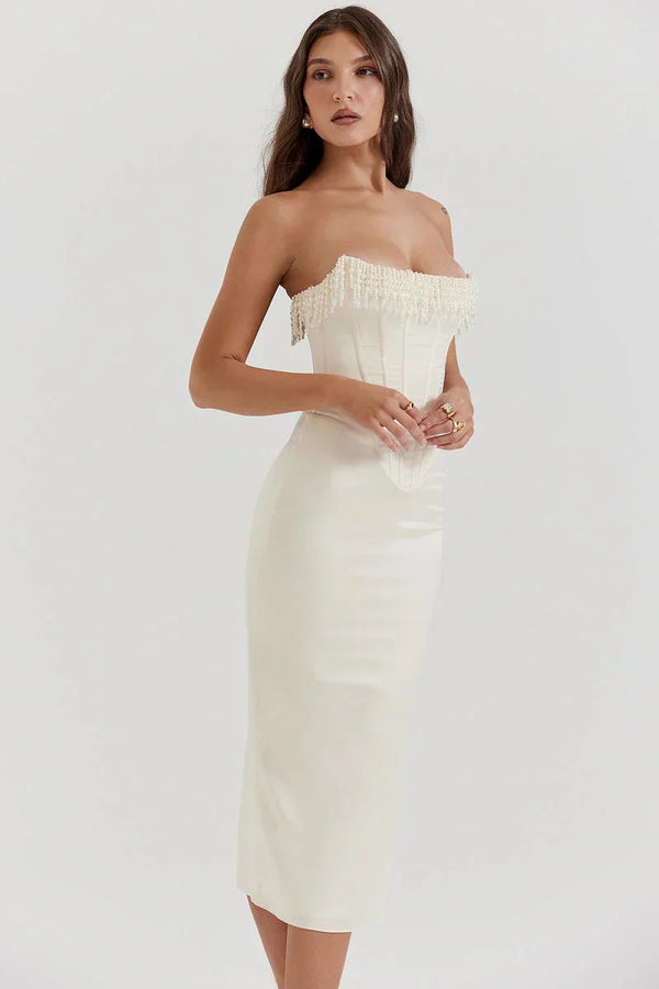 Zahra - Stunning Satin Midi Dress