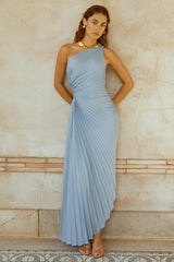 Delfina - Satin One-Shoulder Pleated Gown Maxi  Dress