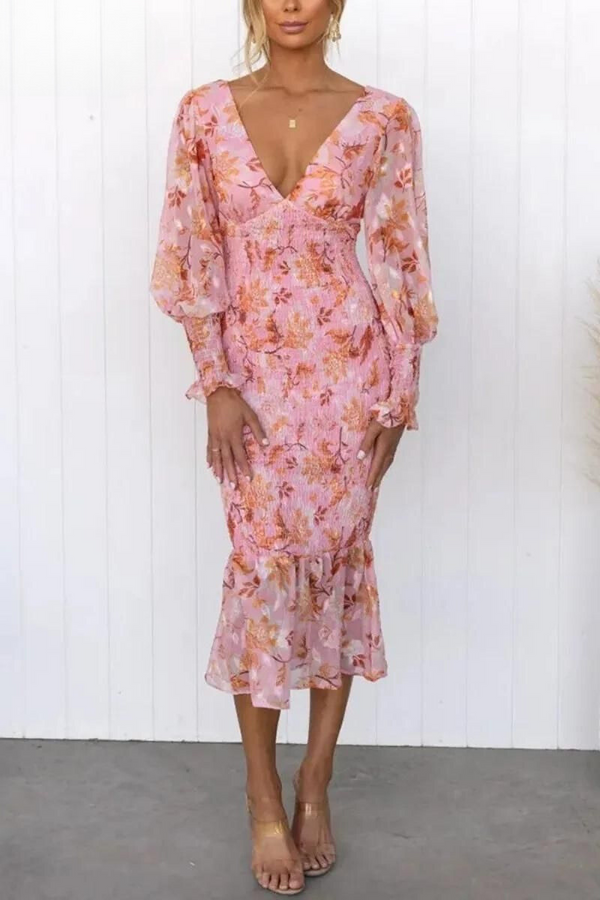 Megan - Floral Print Midi Dress