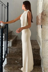 Cristina - Long Dress with Tie on the Shoulder