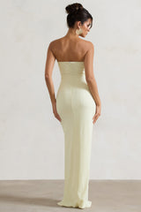 Cancun™ | Ecru strapless maxi dress with cutouts and twist