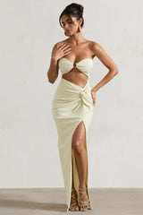 Cancun™ | Ecru strapless maxi dress with cutouts and twist