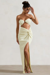 Cancun™ | Ecru strapless maxi dress with cutouts and twist