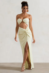 Cancun™ | Ecru strapless maxi dress with cutouts and twist