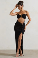 Cancun™ | Ecru strapless maxi dress with cutouts and twist