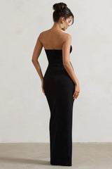 Cancun™ | Ecru strapless maxi dress with cutouts and twist