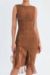 Lorienne ™ | Boat-neck ruffle sheath dress