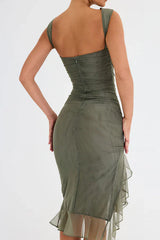 Lorienne ™ | Boat-neck ruffle sheath dress