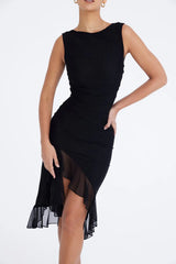 Lorienne ™ | Boat-neck ruffle sheath dress