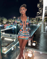 Caelina™ | Printed ruffle beach dress