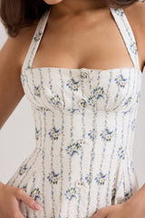 Belle - Daisy Print Halter Neck Midi Dress