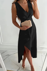 Femke - Wrap Midi dress with V-neck and slit