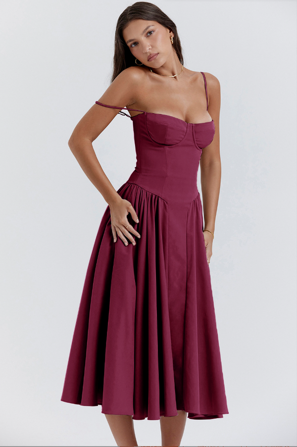 Nina - Sleeveless Corset Midi Dress