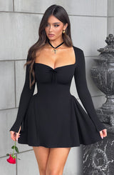 Reylin™ | A-line pleated long-sleeved mini dress