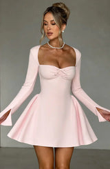 Reylin™ | A-line pleated long-sleeved mini dress