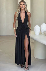 Sabine™ | Backless maxi dress with knot slit