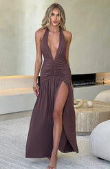 Sabine™ | Backless maxi dress with knot slit