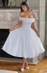 Tahlia™ | Off-shoulder pleated midi dress