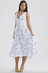 Ariana - V Neck Corset Flare Midi Dress