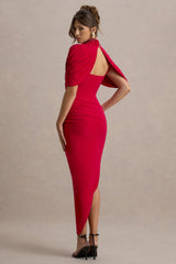 Taylor - Asymmetric Twisted Cape Maxi Dress